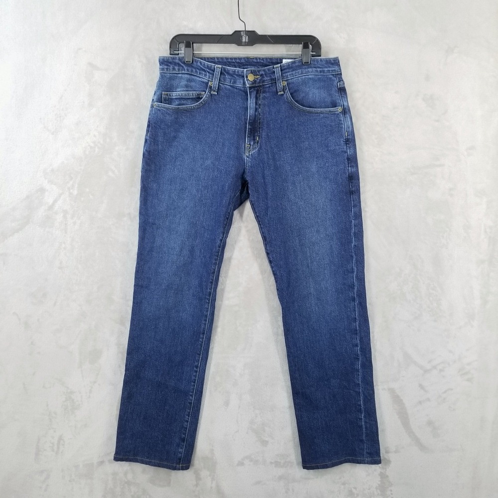 Aviator Straight Leg Jeans Mens 33x29.5 Blue Hand Made in USA Dark Wash Denim